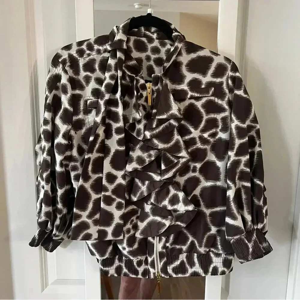 723 Roberto Cavalli Zip Up Long Sleeve Jacket Size 44 - Picture 2 of 6